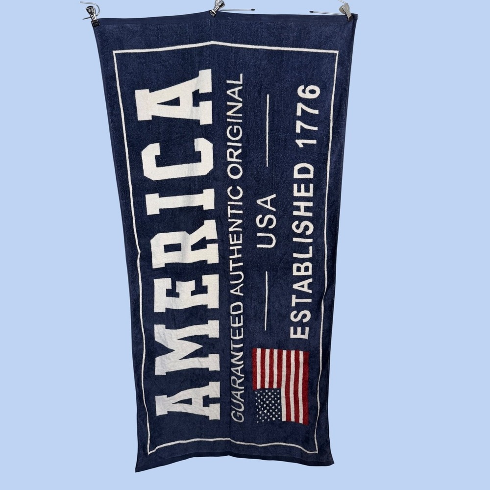 Sonoma Goods for Life America 1776 Patriotic Navy Blue Cotton Beach Towel 30x60